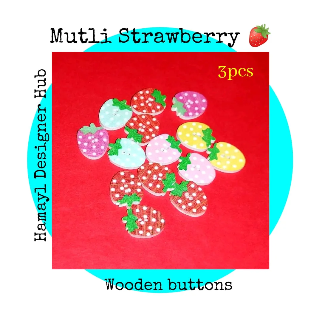 Multi Strawberry- Set of 3 - Buttons