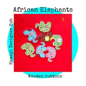 African Elephants- Set of 3 - Buttons