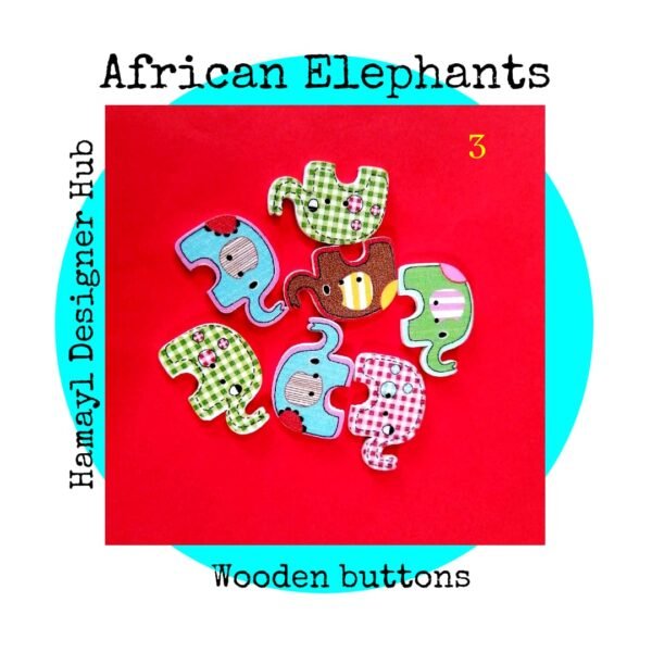 African Elephants- Set of 3 - Buttons