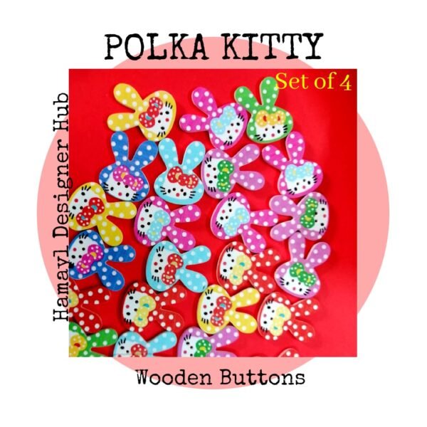 Polka Kitty - Set of 4 - Buttons