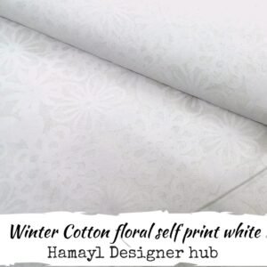 Floral Self Print White - Winter Cotton - Hamayl Designer Hub