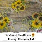 Textured Sunflower Funky Cotton Fabric – 45 Inch Width – Floral Print with Sunflowers and Tulips on Rustic Background – Winter Collection – Hamayl Designer Hub