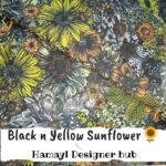 Black and Yellow Sunflower Print – Funky Cotton Fabric – 45 Inch Width – Winter Floral Cotton for Shirts and Tops – Hamayl Designer Hub