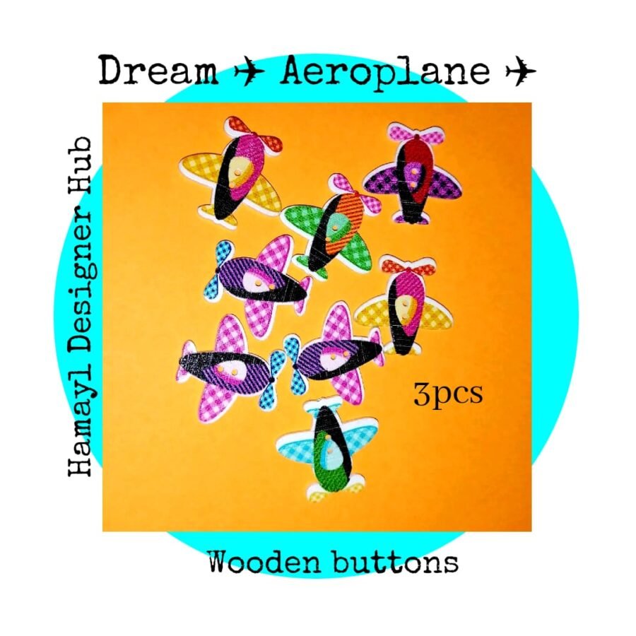 Dream Aeroplane – Set of 3 – decorative buttons for kids dresses