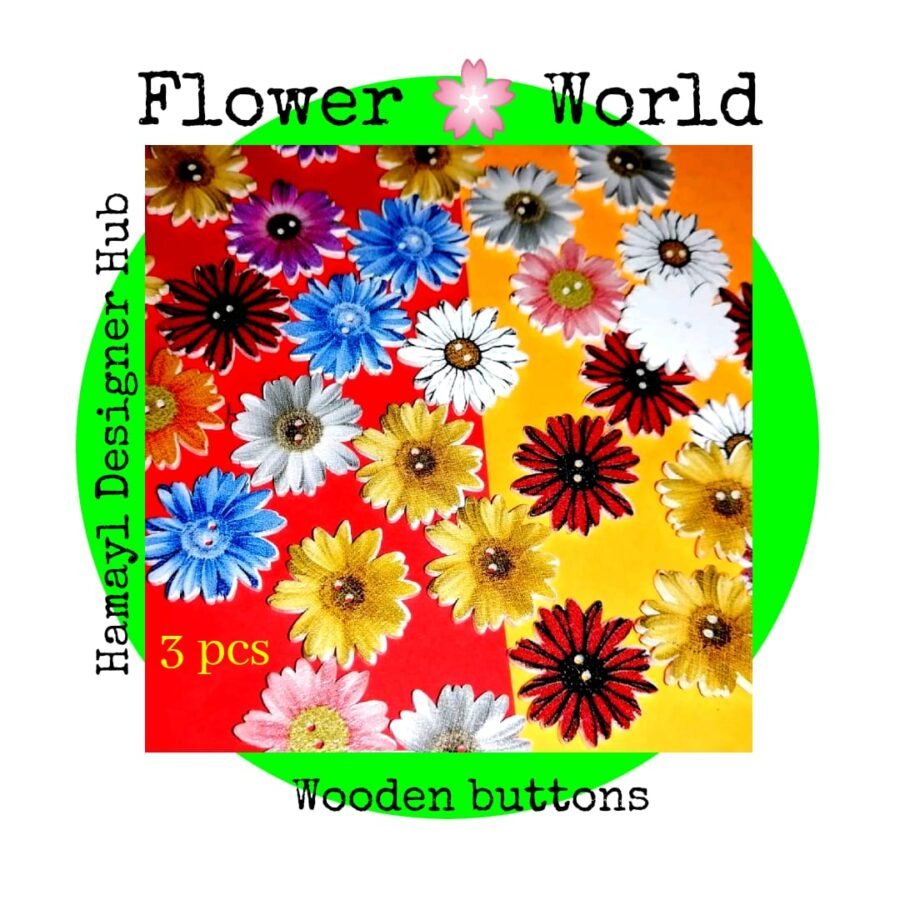 Flower World – Set of 3 – decorative buttons for kids dresses