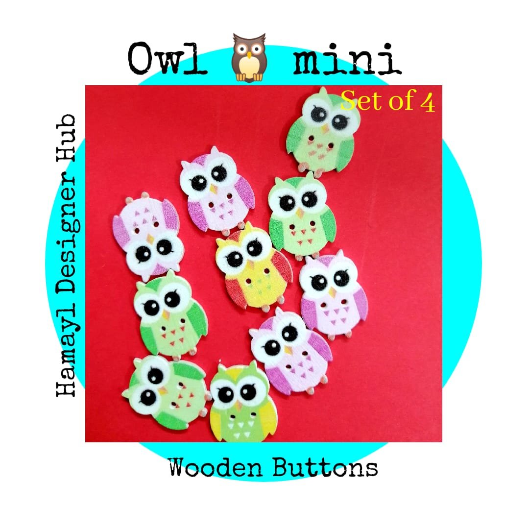 Owl Mini – Set of 4 – decorative buttons for kids dresses
