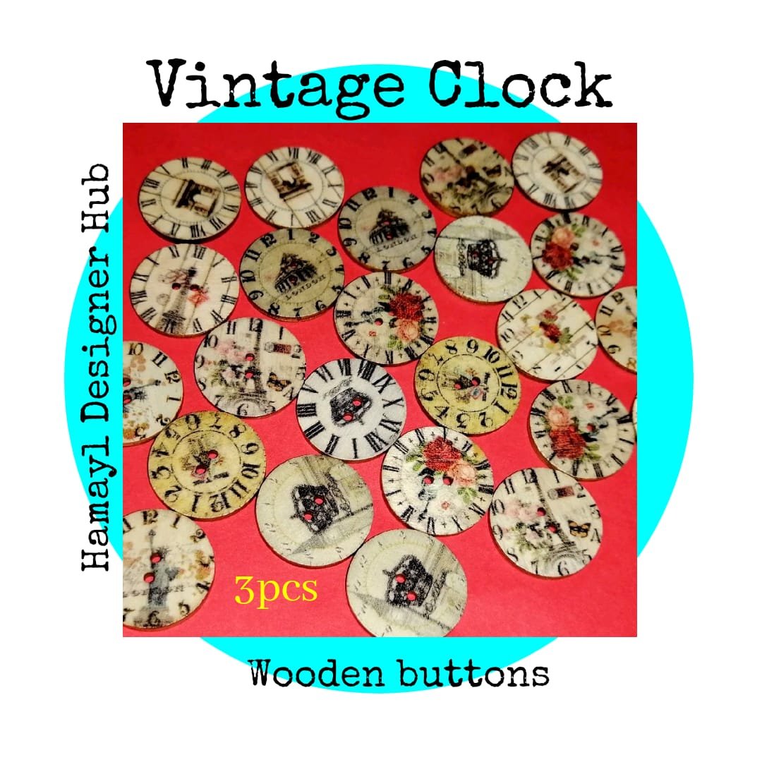 Vintage Clock – Set of 3 – decorative buttons for kids dresses