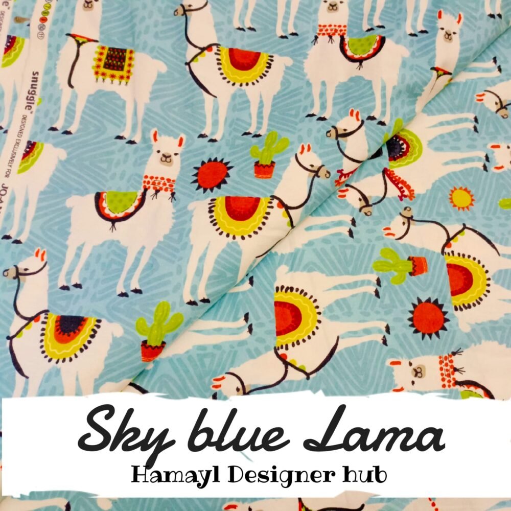 Sky Blue Lama - Funky Flannel Fabric - Per Gaz