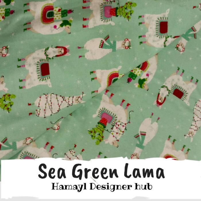 Sea Green Lama- Funky Flannel Fabric - Per Gaz