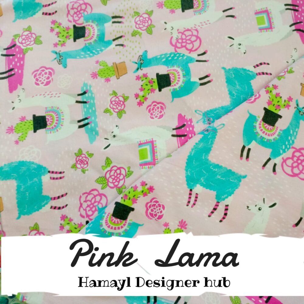 Pink Lama – printed flannel fabric, 45-inch width, unstitched