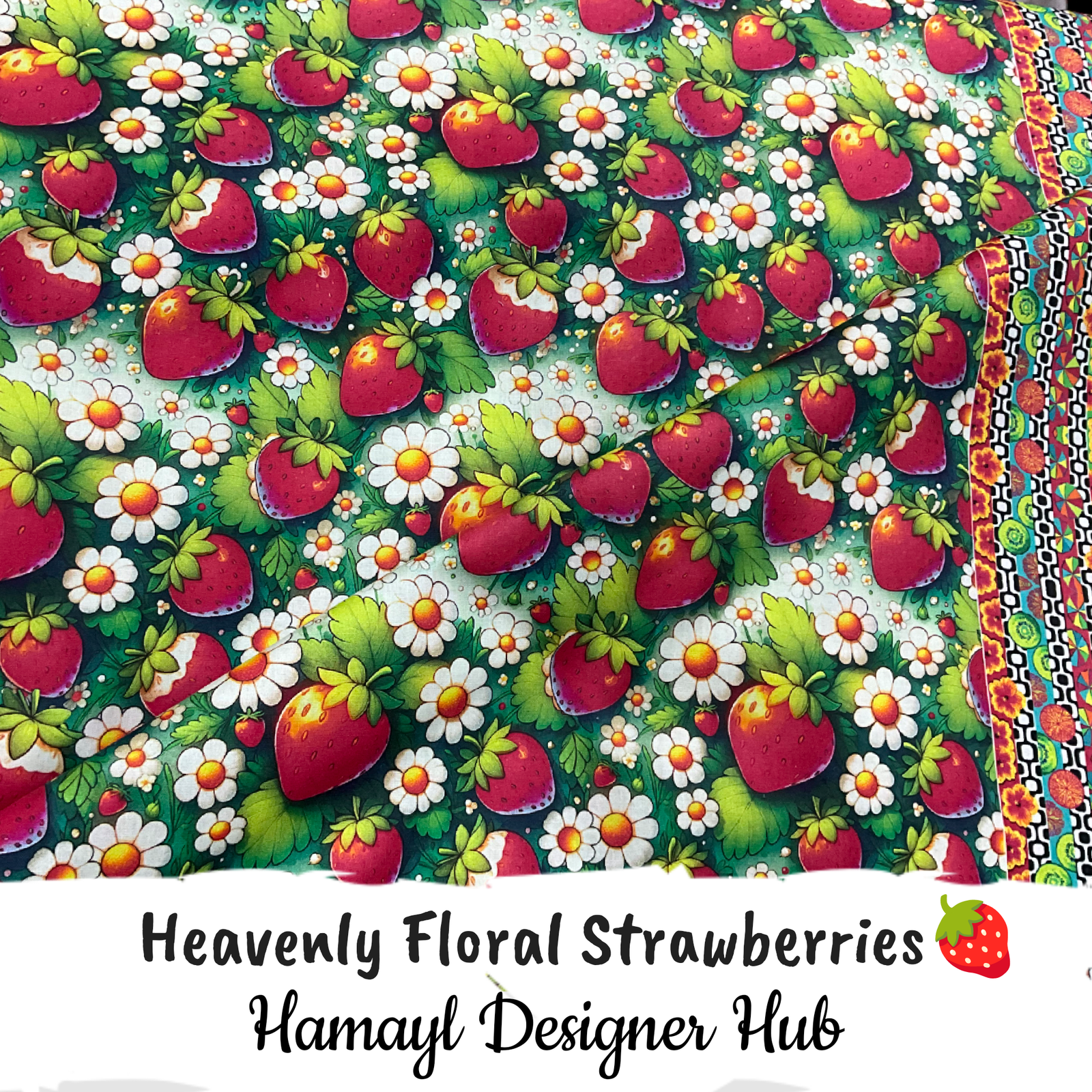 Heavenly Floral Strawberries – digital printed lawn fabric, 45-inch width, unstitched