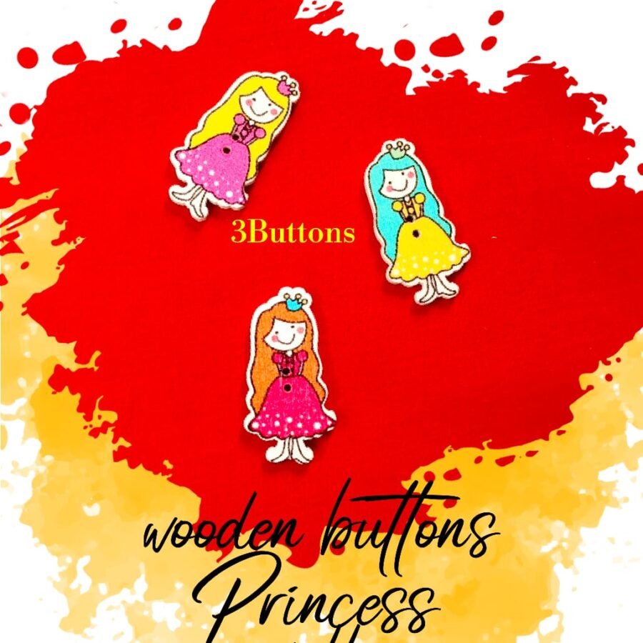 Princess Dolls - Set of 3 - Wooden Buttons