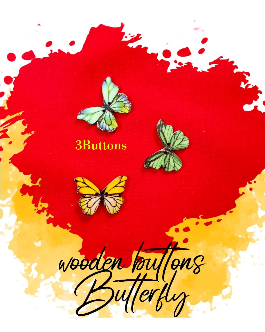 Butterfly - Set of 3 - Wooden Buttons