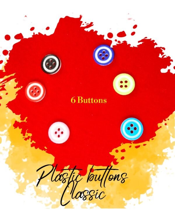 Classic Plastic Buttons - Set of 6 - Plastic Buttons