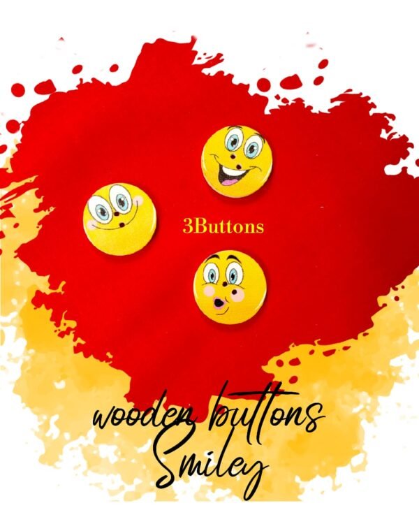 Smiley - Set of 3 - Wooden Buttons