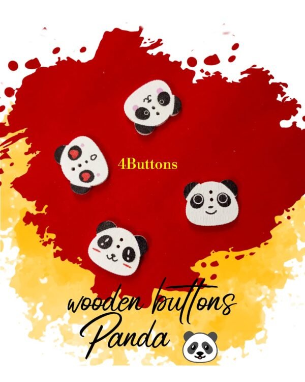 Panda - Set of 4 - Wooden Buttons