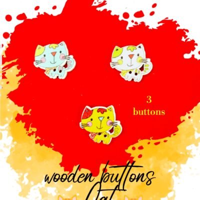 Cat - Set of 3 - Funky wooden buttons