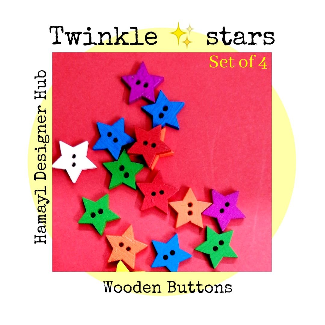 Twinkle Stars - Set of 4 - Wooden Buttons