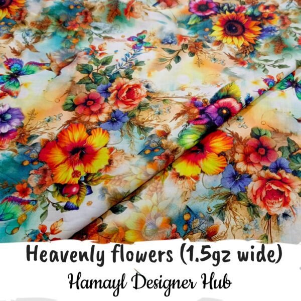 Heavenly flowers (Wide 1.5meter Arz) - LaTessuto Fabrics - Lawn Suits