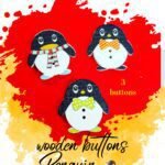 Penguin - Set of 3 - Funky wooden buttons