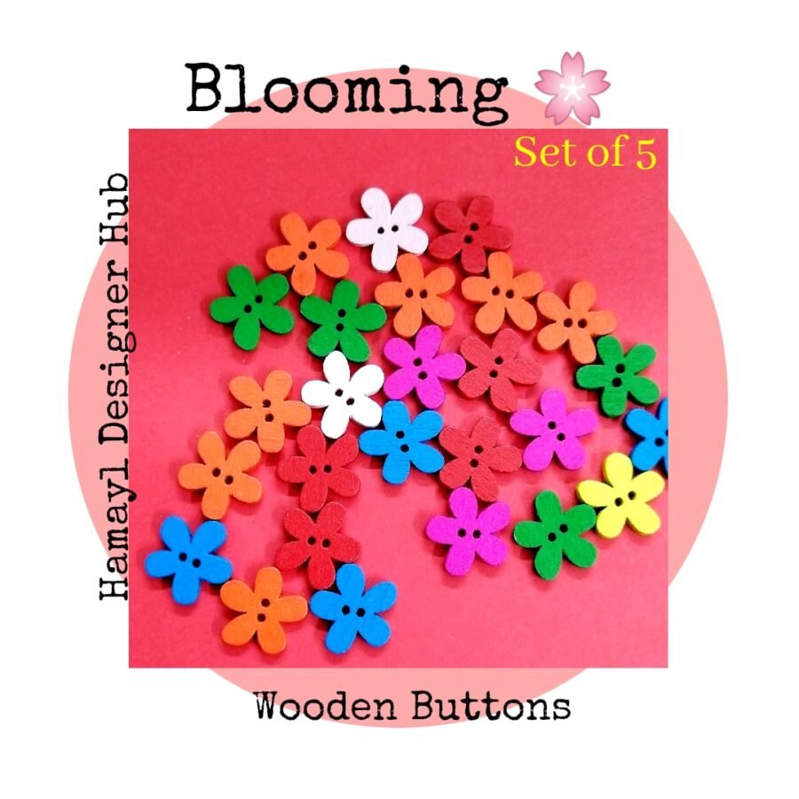 Blooming Flower – Set of 5 – decorative buttons for kids dresses
