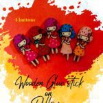 Dolls glue- Set of 5 - Wooden Buttons no hole
