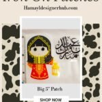 Muslim RED Doll + Black EID mubarak- Big Patch 1- Iron On Patch