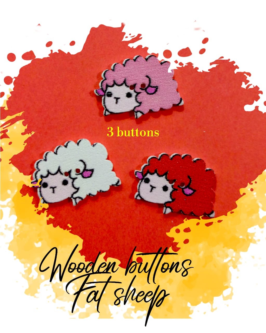 Fat Sheep – Set of 3 – decorative buttons for kids dresses
