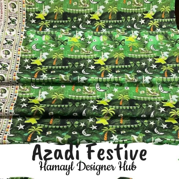 Funky Digital Lawn - Hamayl designer hub - Cash on delivery - Pakistan - Azadi Independence Day 14 August Print - Lawn Shirt