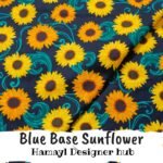 Blue Base Sun flower- Winter Cotton 2024 - Hamayl Designer Hub - Per Gaz