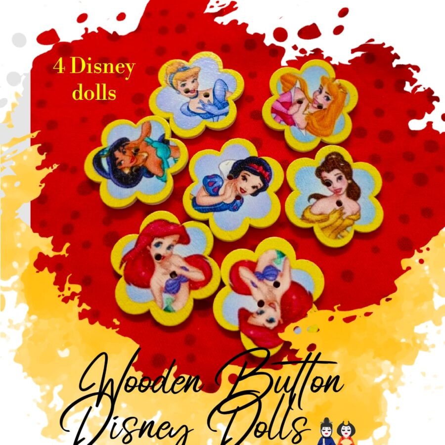 Disney Dolls- Set of 4- Wooden Buttons