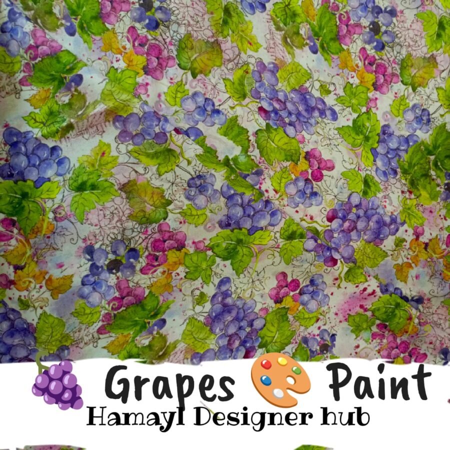 Grapes Paint – printed winter cotton fabric, unstitched