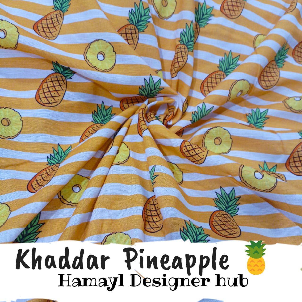 Khaddar – Pineapple – digital printed khaddar fabric, unstitched