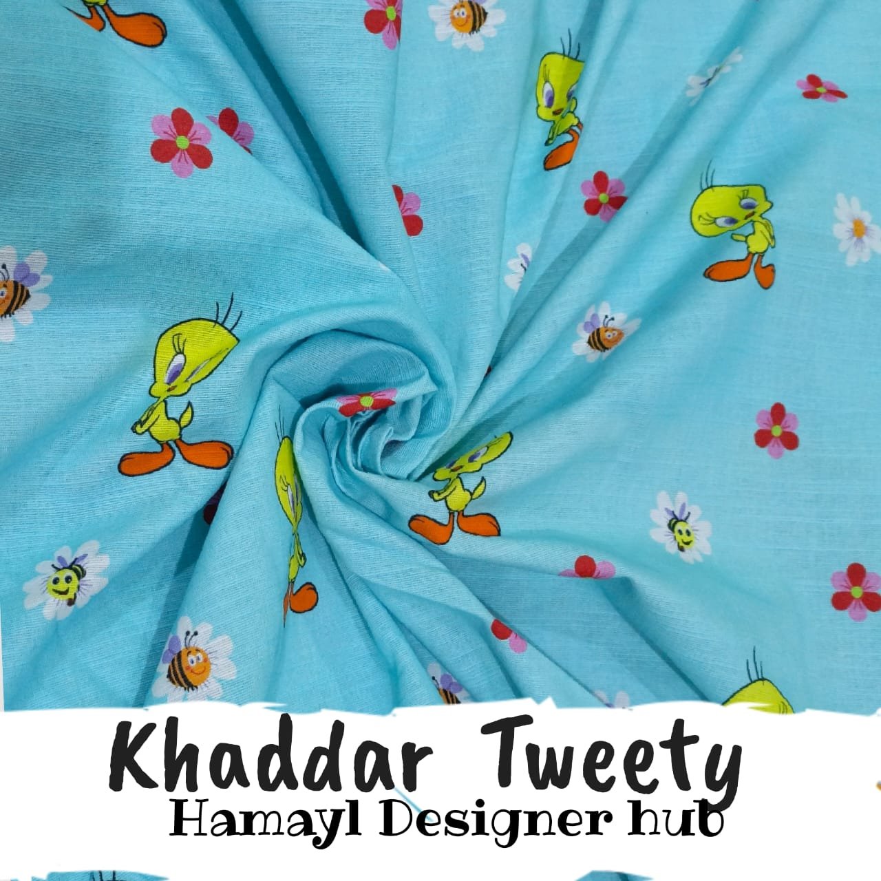 Khaddar – Tweety – digital printed khaddar fabric, unstitched
