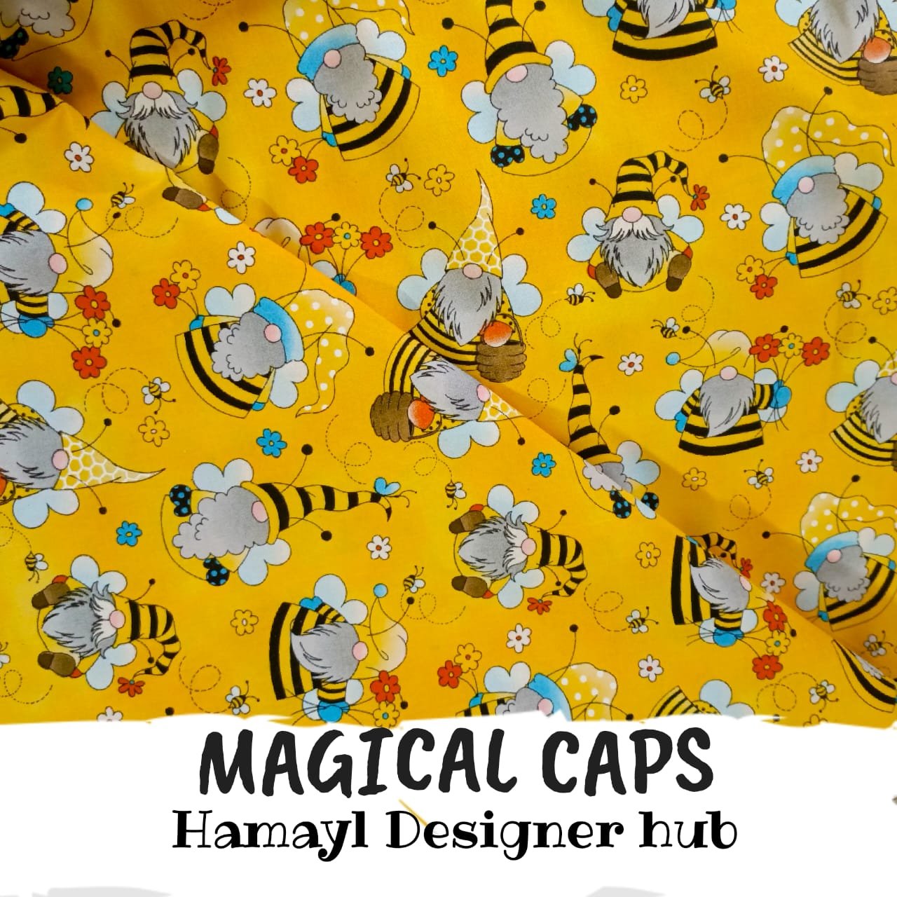 Magical Caps – printed winter cotton fabric, unstitched
