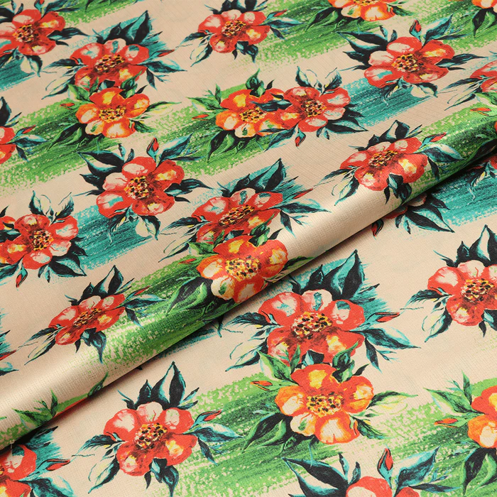 Elegant Flora – printed linen fabric, unstitched
