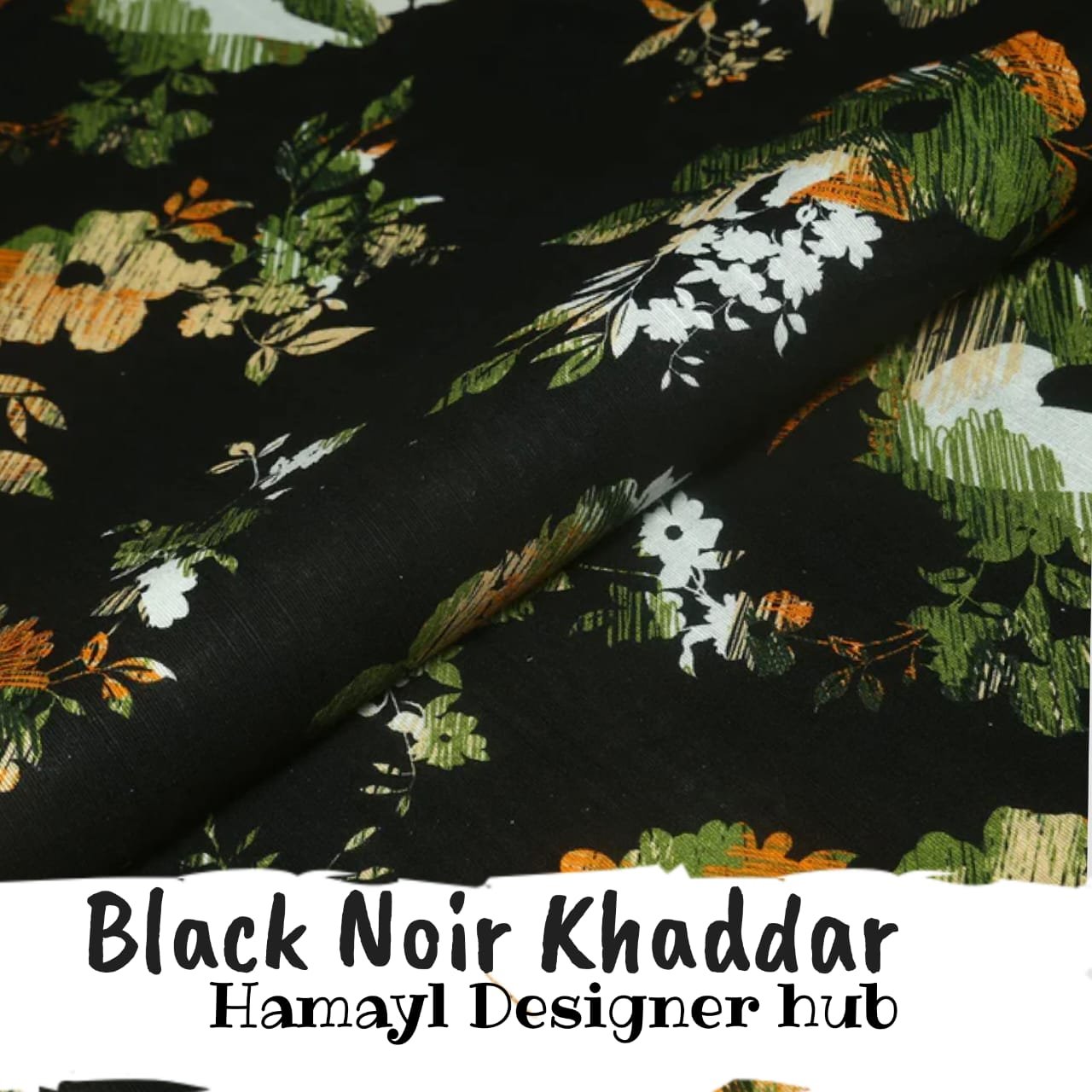 Khaddar – Black Noir – digital printed khaddar fabric, unstitched