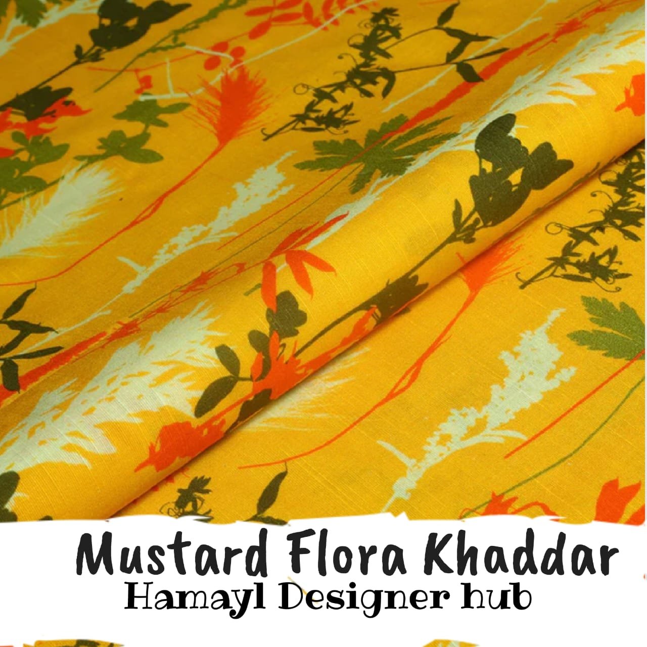 Khaddar – Mustard Flora – digital printed khaddar fabric, unstitched