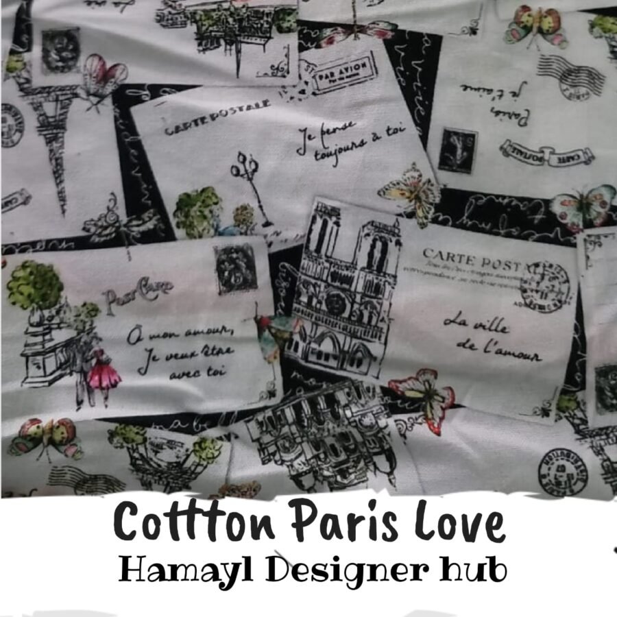 Paris Love – printed winter cotton fabric, unstitched