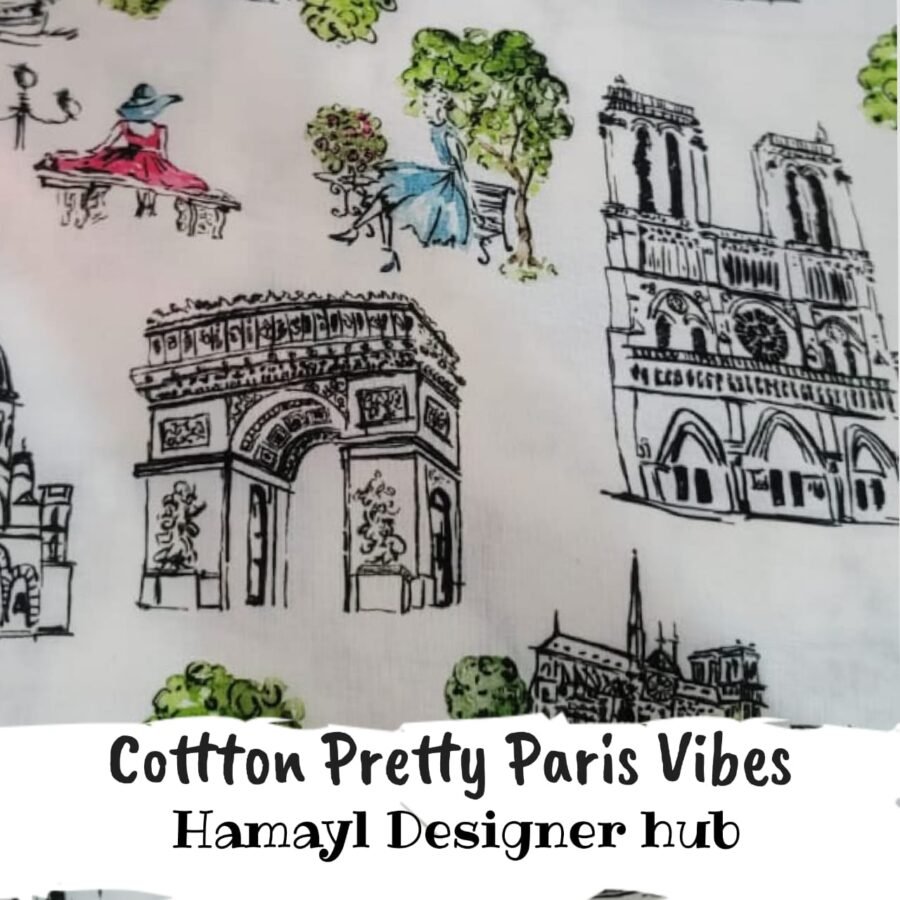 Pretty Paris Vibes – printed winter cotton fabric, unstitched
