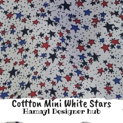 Cotton Mini White Stars– 45″ Cartoon Print Cotton Fabric