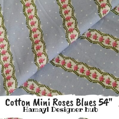 Cotton Mini Roses Blue– 45″ Cartoon Print Cotton Fabric