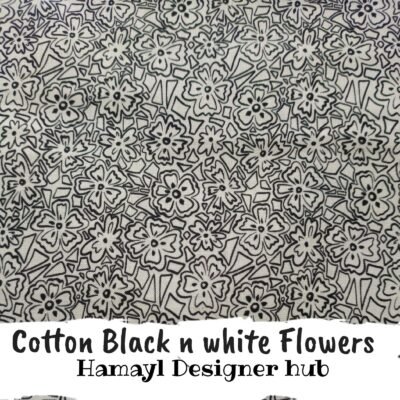 Cotton Black n White Flower– 45″ Cartoon Print Cotton Fabric