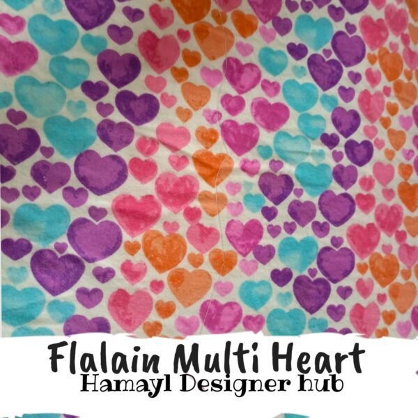 Flalain Multi Heart - Funky Flannel Fabric - Per Gaz