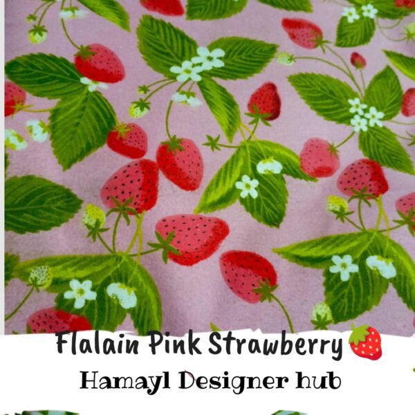 Flalain Pink Strawberry - Funky Flannel Fabric - Per Gaz