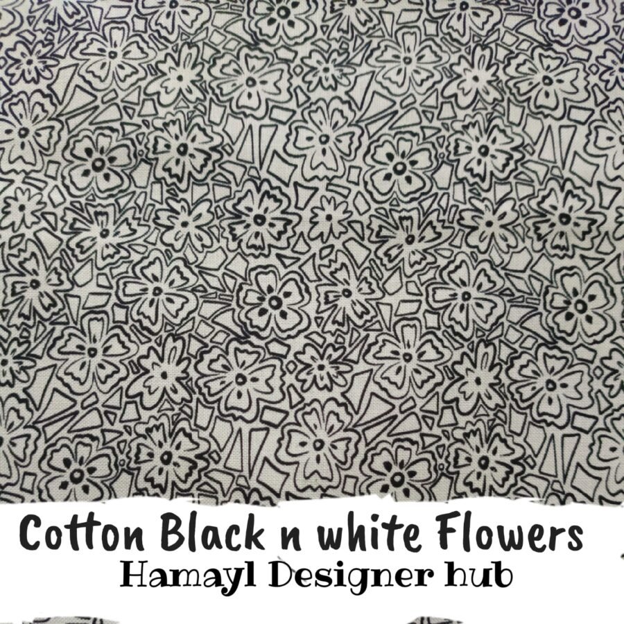 Cotton Black n White Flower – printed winter cotton fabric, 45-inch width, unstitched