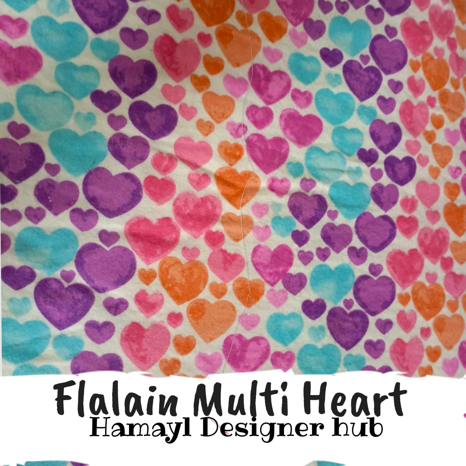 Flannel Multi Hearts – printed flannel fabric, 45-inch width, unstitched