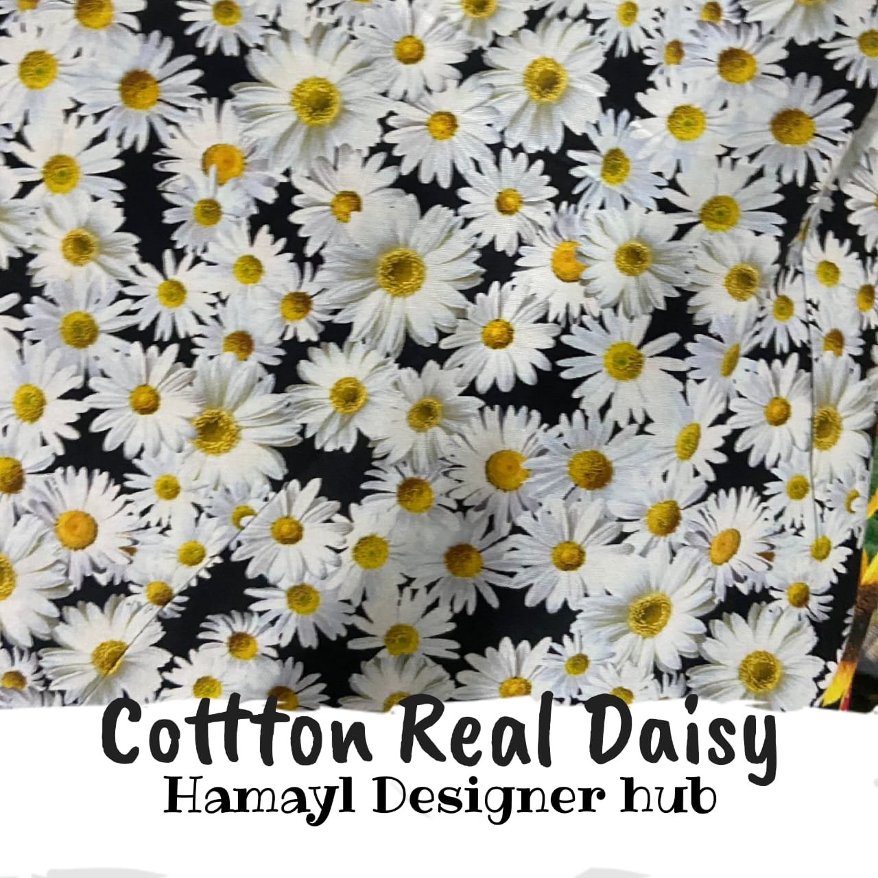 Real Daisy – printed winter cotton fabric, unstitched