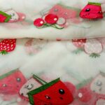 White Net (60" width)- Embroidered Strawberry -Imported Net