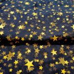 Navy Blue(60"width)- Golden Glittery Stars -Imported Net